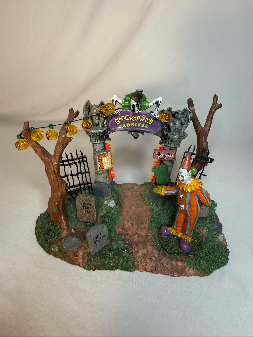 Lemax Spookytown Carnival Arch with Orange & Green Accents